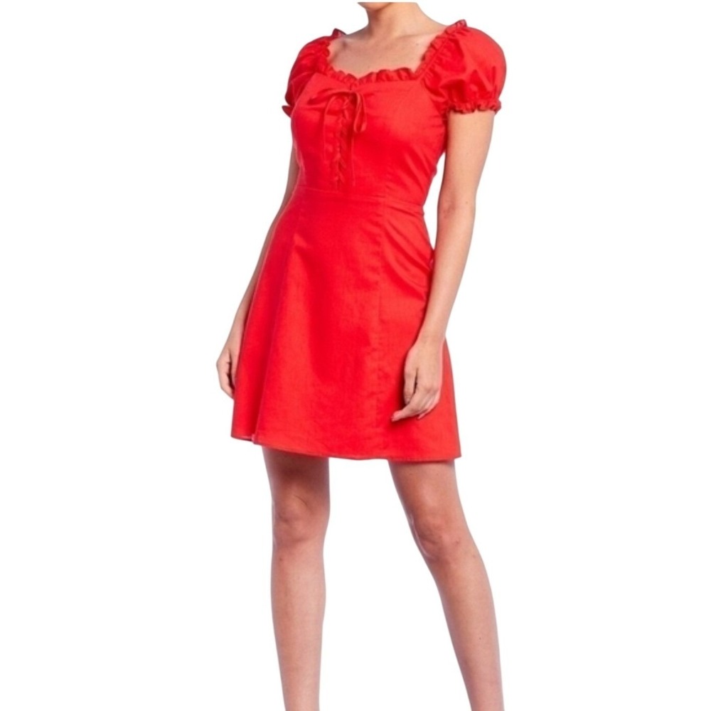 Gianni Bini 6 Kathryn Linen Mini Dress Puff Sleeve Coquette Cottagecore Milkmaid
